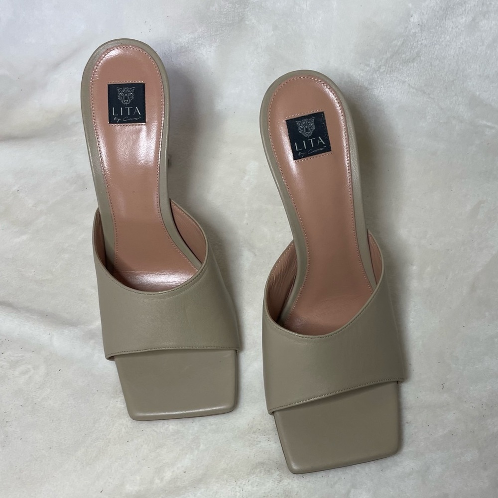 LITA BY CIARA SOLID SQUARE TOE SLIDE HEEL IN LEATHER‎ SIZE 42   11US  B 209 - Picture 6 of 14